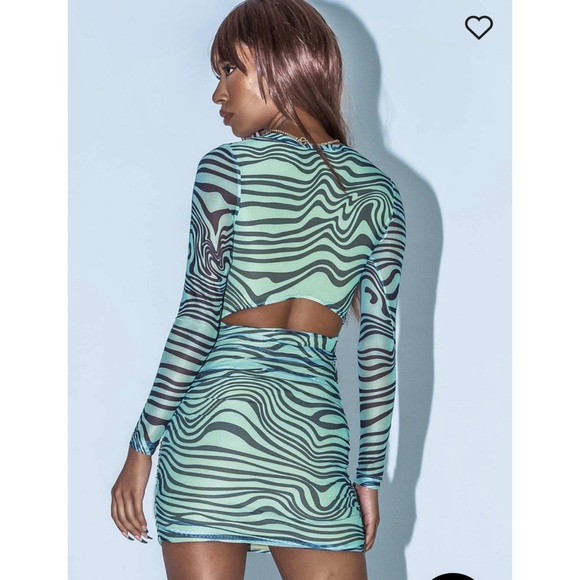 NWT Princess Polly Ayden Green Zebra Dress 2 - Picture 3 of 8
